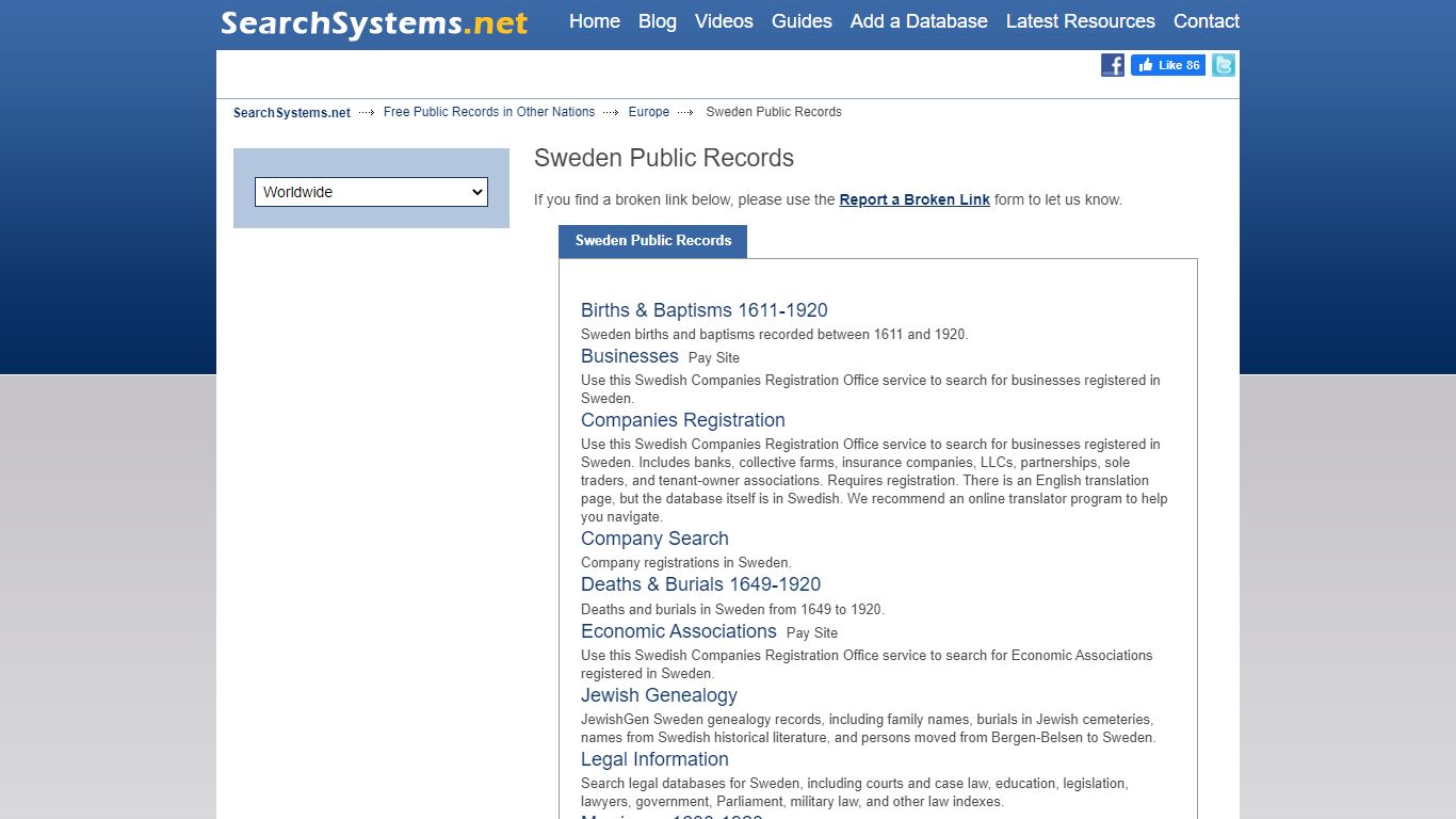 Sweden Public Records