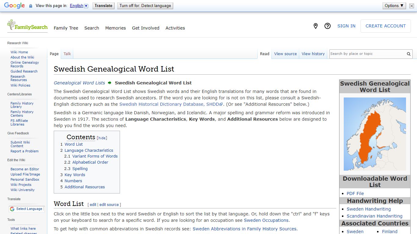 Swedish Genealogical Word List • FamilySearch